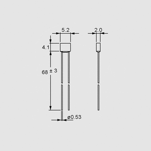 TSN136 Thermal Fuses 136&deg;C 1A Radial Dimensions