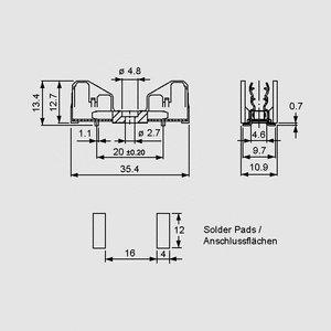 0031.8241 SCHURTER SMD Fuse Holder 5x20/6,3x32mm. horizontal OGD-SMD