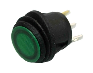 WIP12IP65BGN Rocker Switch IP65 1 x ON/OFF 10A 250V - 250V Green Light