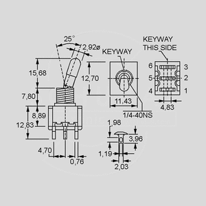 MKST80LK11-D Locking Toggle Switch 2xSPDT Gold Contac MKST80LK_D