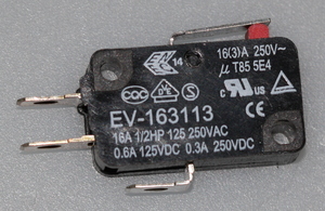 EV163113 Microswitch Short Lever 250V 16A 400gf