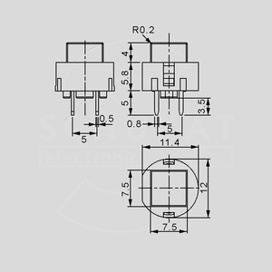 D6C90F1LFS-SW Keyswitch Square Black D6C_