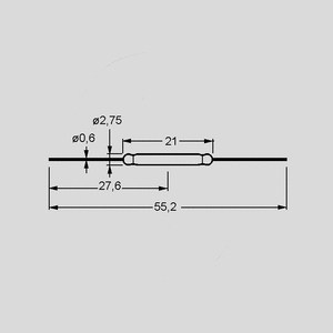 KSK1A52-3040 Reed Contact SPST 0,5A 40W AW30-40 KSK1A52_<br>Dimensions