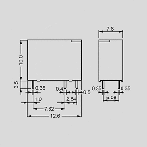 STSH105L Relay SPDT 2A 5V 167R Dimensions