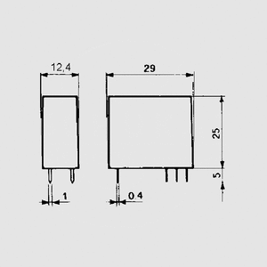 F4031-24S 1 x skifte relæ 24VDC 10A 1200R sensitive 40.31.7.024.0000 Dimensions