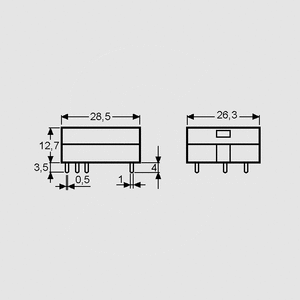 F4011-12A Relay SPDT 12V 10A 300R Horizontal Dimensions