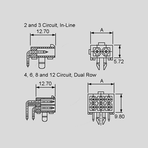 AMP770966-0 PCB Header 2-Pole Angled P4,14 HAN Dimensions