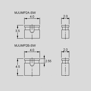 MJUMP2A-SW Jumper P=2mm H=3,5 Black Dimensions