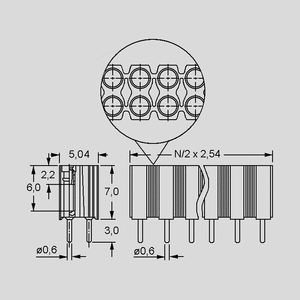 BL1X10PF Prec.Female Header 1R Straight 10-Pole BL20S_PF