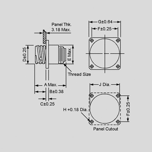 AMP182916-1 Receptacle 17 f. Pin Contacts 16pole Dimensions