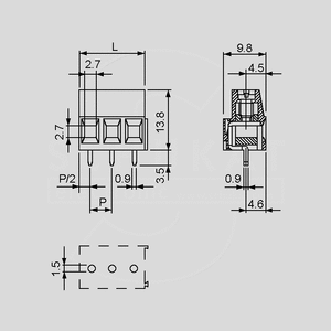 CLL5-2 Terminal Block 250V 2-Pole Green CLL5_