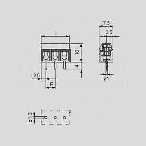 CZM5-2 Terminal Block 250V 2-Pole Grey CZM5_