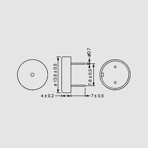 PT1250PQ Piezo Elm 14mm PC 5kHz 80dB 25V PT1250PQ