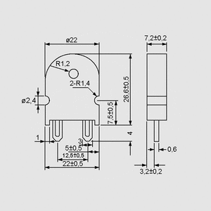 PT2020PPQ Piezo Elm 22mm PC 2,0kHz 80dB 30V PT2020PPQ