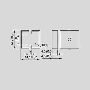 PT1540MQ SMD Piezo Elm 17mm 4kHz 80dB 5V PT1440MQ-2