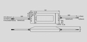 PLN-60-20 SPS Class2 PFC 60W 20V/3A Dimensions and Terminal Pin Assignment