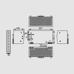 DRP-480S-24 SPS DIN-Rail 480W 24V/20A Dimensions and Terminal Pin Assignment