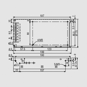 S-100F-48 SPS Case 106W 48V/2,2A Dimensions and Terminal Pin Assignment