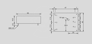 KAM0715F SPS Module 7,5W 15V/0,5A Dimensions and Terminal Pin Assignment