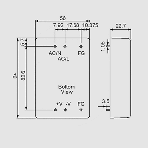 PM-20-3,3 SPS Module 14W 3,3V/4,5A Dimensions