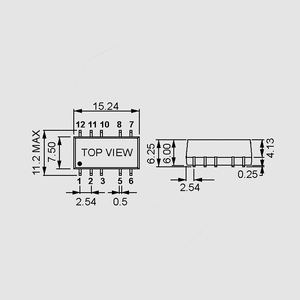 DET01M-15 SMD DC/DC-Conv 12:+/-15+/-33mA Dimensions and Terminal Pin Assignment