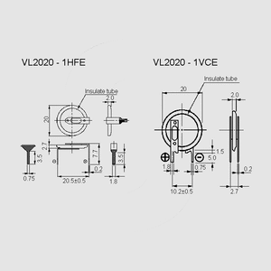 VL1220-1HFE VL Rech. Battery 3V 7mAh Horizontal VL2020-1HFE, VL2020-1VCE