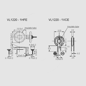 VL2020-1VCE VL Rech. Battery 3V 20mAh Vertical VL1220-1HFE, VL1220-1VCE