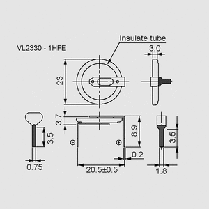 VL2330-1HFE VL Rech. Battery 3V 50mAh Horizontal VL2330-1HFE