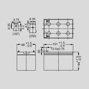 LC-CA1215P Lead-Acid Rech.Battery 12V/15Ah LCCA12-15P