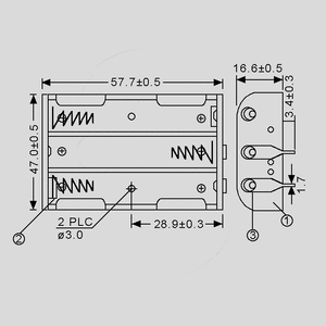 SN331PC Batteriholder 3 x AA PC Pins SN331PC