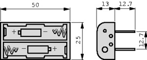 2468 Batteriholder 2 x AAA PC Pins