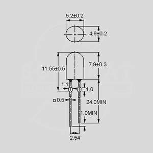 EL6364/G1DA-ALPB LED Diffuse Green 2250mcd 70/40&deg; 5,2x4,6mm. EL6374_