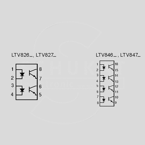 LTV816S Optoc. 5kV 80V 50mA &gt;50% SMD4 Circuit Diagrams