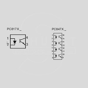 PC847XJ0000F 4xOptoc. 5kV 80V &gt;50% DIP16 Circuit Diagrams