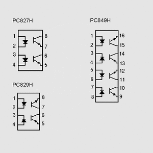 PC849H 4xOptoc. 5kV 35V 50mA &gt;50% DIP16 Circuit Diagrams