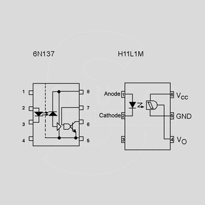 H11L1M Optoc. 7,5kV 1MBd DIP6 Circuit Diagrams