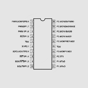 P87LPC768FN 8Bit I&sup2;C 4K-OTP 20MHz -40/+85&deg;C DIP20 P87LPC762_ to P87LPC768_