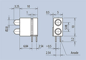 MENTOR 1801.1831 MENTOR PCB LED-fatning, RØD+GUL, 500 stk