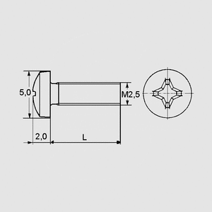 SKM2,5X5-200 Krydskærv (stjerne) skruer M2,5x5 Pakke med 200 stk.