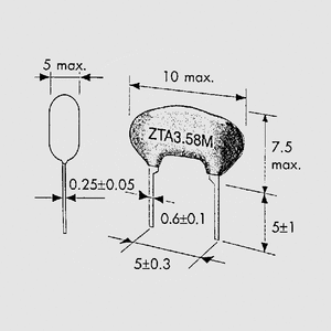 ZTA16,00MT Ceramic Resonator 2-Pole 16,00MHz ZTA2,00MG, ZTA3,58MG, ZTA4,00MG