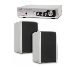 BN204488 Dream Sound II, Karaoke musikanlæg, sølv karaoke musikanlæg forstærker 2 x 75 watt med to højttalere sølv