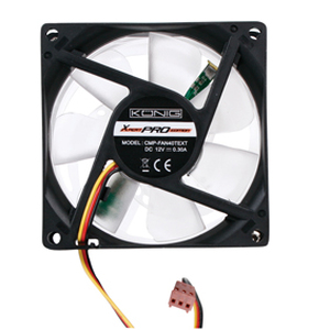 N-CMP-FAN40TEX Computer ventilator m/ temperatur indikator. 80 mm  12vdc