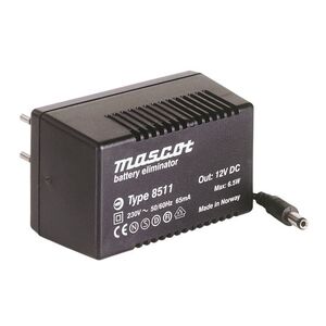 MASCOT8511 Strømforsyning 12V 540mA ustabiliseret strømforsyning 12 volt 540 milliampere ustabiliseret minus i center 2,1 x 5,5 mm