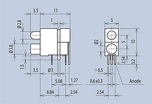MENTOR 1816.2138 MENTOR PCB LED-fatning, 3mm GRØN