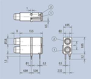 MENTOR 1812.2235 Mentor bananstikbøsning, Ø2mm, til printplade