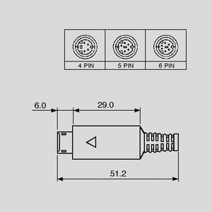 W11193 Mini-DIN Plug 5-Pole Dimensions