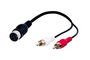 W50004 A/V kabel 1x5 pin DIN HUN - 2 x phono han, 0,2m DIN til phono / rca adapterkabel længde 20 cm hun-din til han-phono