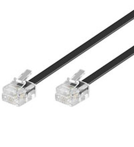 RJ11-1M-1:1 RJ11-RJ11 HAN/HAN kabel, 1m, SORT