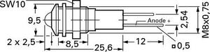 MENTOR 2693.8371 LED-fatning med 5mm LED GUL 24V forhøjet chrom
