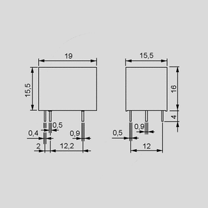 F36119-048A Relay SPDT 10A 48V 6400R 36.11.9.048.4011 Dimensions